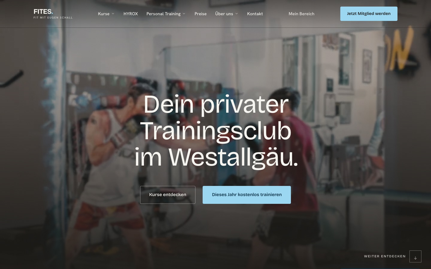 Startseite der Website FITES Allgäu